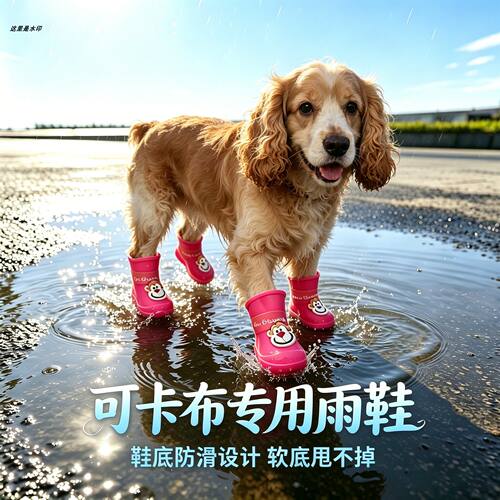 可卡布专用狗狗雨鞋脚套小狗鞋子外出软底甩不掉夏季透气雨天装备