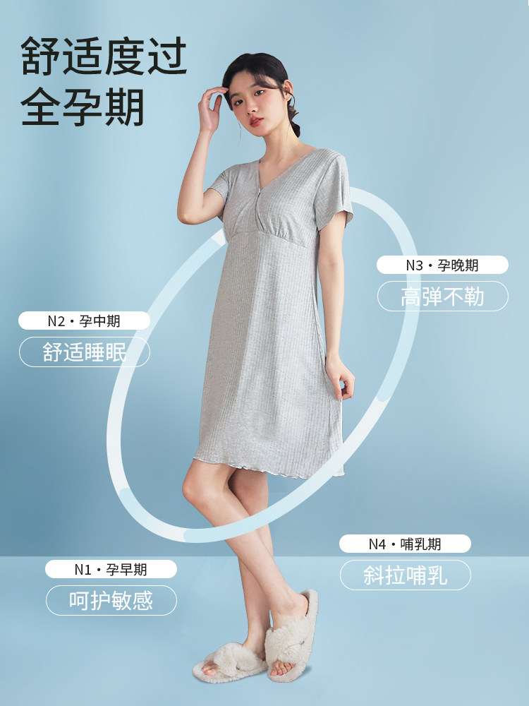 수유잠옷 잠옷 수유복 여름얇은상의 임부복 산후복 수유복