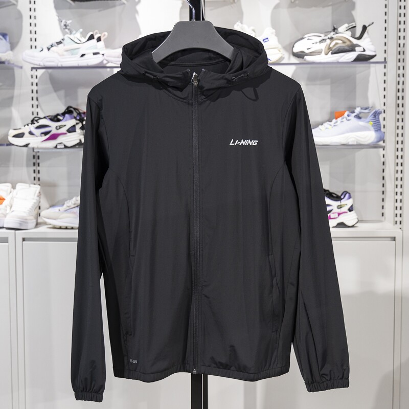 李宁开衫连帽卫衣男子2023春季健身系列修身速干防晒外套AWDT569