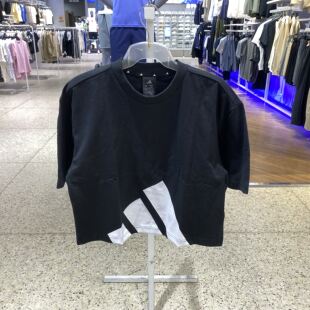 Adidas阿迪达斯女25夏新款运动纯棉宽松短款大LOGO短袖T恤 JG8736