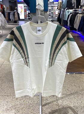 Adidas阿迪达斯三叶草26夏季男女纯棉宽松拼色运动短袖T恤KW2016