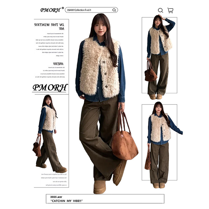 PMORH美式棕咖水洗工装垂感牛仔裤女2026秋冬新款超火显瘦直筒裤,女装/女士精品,牛仔裤,淘宝优惠券,粉丝福利购,淘宝优惠卷