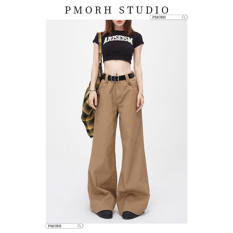 PMORH美式高级感阔腿牛仔裤女秋冬新款小众复古辣妹宽松拖地长裤,女装/女士精品,牛仔裤,淘宝优惠券,粉丝福利购,淘宝优惠卷