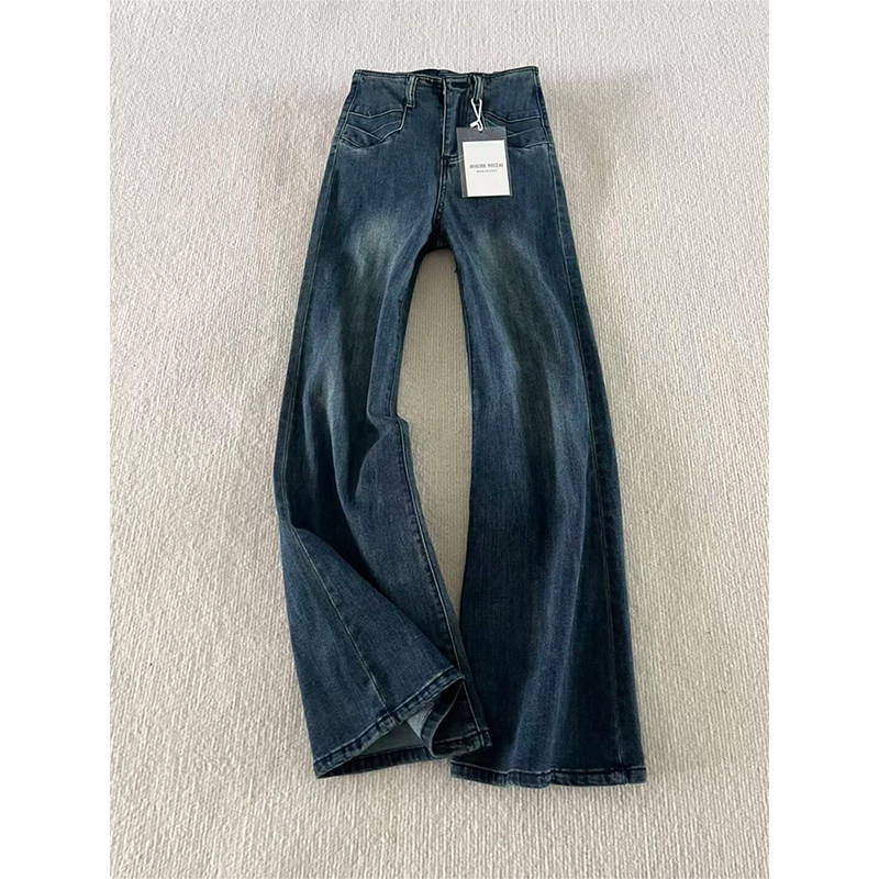 PMORH复古高街微喇水洗垂感牛仔裤女秋冬新款修身通勤显瘦马蹄裤,女装/女士精品,牛仔裤,淘宝优惠券,粉丝福利购,淘宝优惠卷