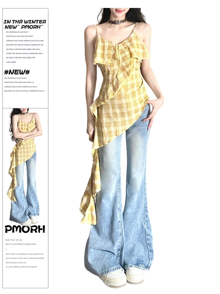 PMORH 美式复古高腰微喇牛仔裤女秋冬新款宽松显瘦喇叭拖地长裤子,女装/女士精品,牛仔裤,淘宝优惠券,粉丝福利购,淘宝优惠卷