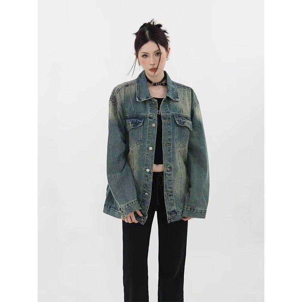 吾一白春秋季新款男生美式宽松复古潮流水洗牛仔外套男士休闲夹克,女装/女士精品,常规大码外套,淘宝优惠券,粉丝福利购,淘宝优惠卷