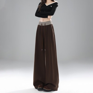 韩系抽绳束脚两穿加奥粒绒阔腿裤女秋冬糯米羊绒直筒休闲哈伦卫裤