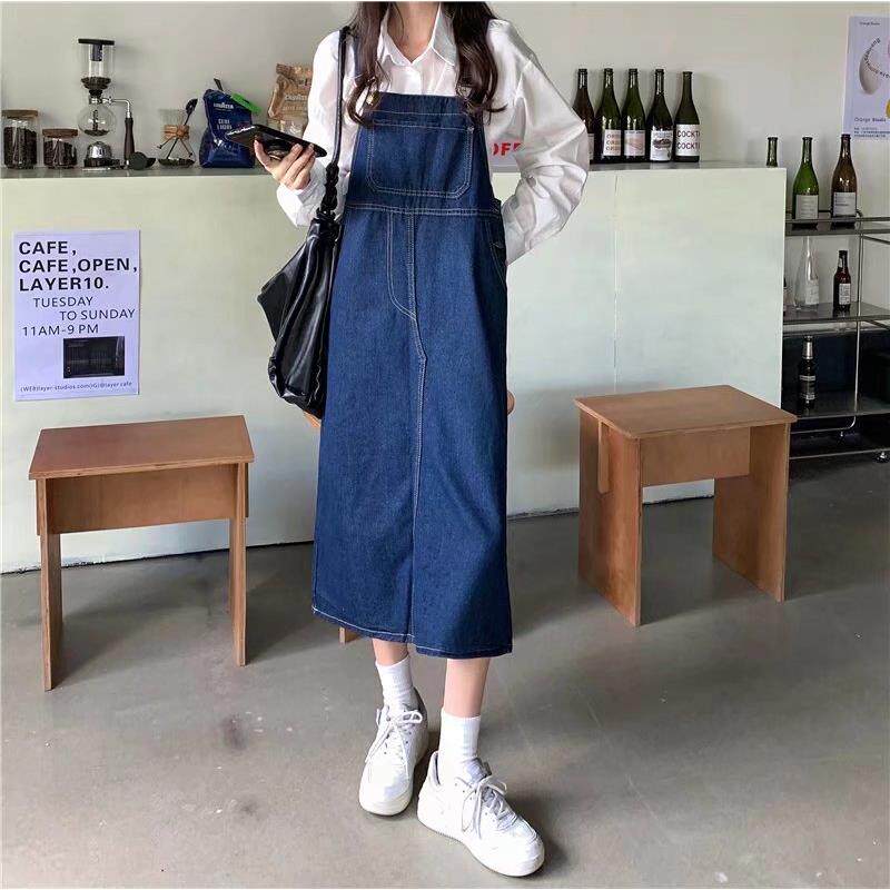 大码牛仔背带裙女春夏2023新款宽松中长款裙子胖MM减龄显瘦连衣裙
