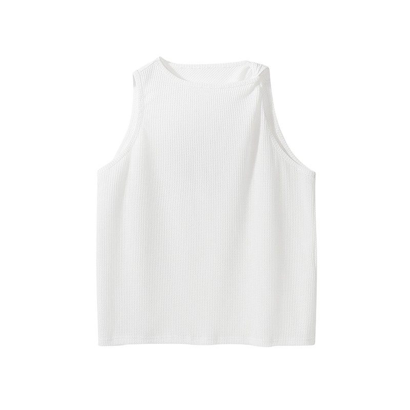 Pureピュア 23AW 白色肩部纽结设计背心简约百搭纯色无袖T恤TEE