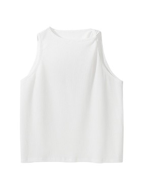 Pureピュア 23AW 白色肩部纽结设计背心简约百搭纯色无袖T恤TEE