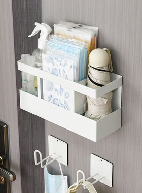 入户门磁吸口罩收纳盒壁挂式家用玄关雨伞架防盗门后上磁铁置物架