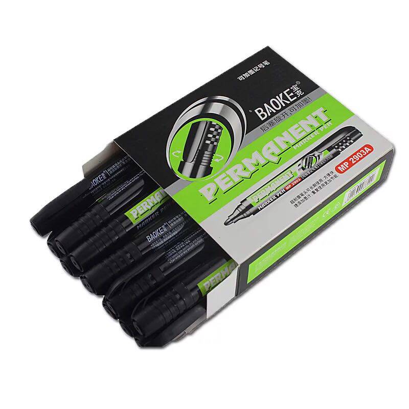 BAOKE 2903 리필 잉크 마커 검정 유성 대형 헤드 마커 펜 물류 펜 마커 펜 두꺼운 후크 라인 펜 속건성 퇴색하기 쉽지 않은 로그인 포스터 펜 사무용품 12 대용량