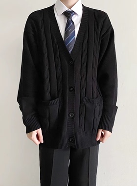 【刺篇】高桥 DK制服开衫毛衣学院风长袖黑色针织衫休闲外套秋冬