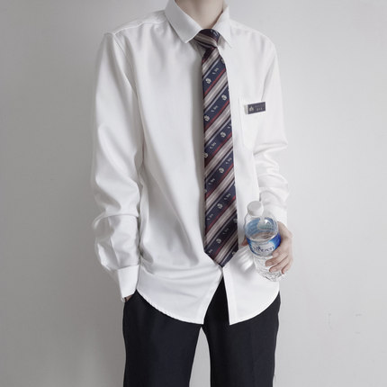 【刺篇】日系DK制服男款基础款加绒加厚纯色休闲长袖衬衫秋冬款