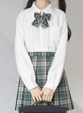【刺篇原创】  JK制服正版日系基础款长袖风琴褶黑色白色衬衫女