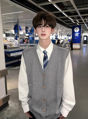 【刺篇】dk制服正版马甲基础款针织开衫背心学院风毛衣男上衣套装