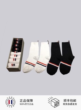 TB中筒袜街头运动纯棉堆堆袜子礼盒装情侣黑白色TB&IIII布朗