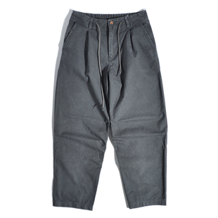 复古日系宽松直筒休闲裤 港风痞帅美式 裤 重磅山系户外锥形阔腿工装