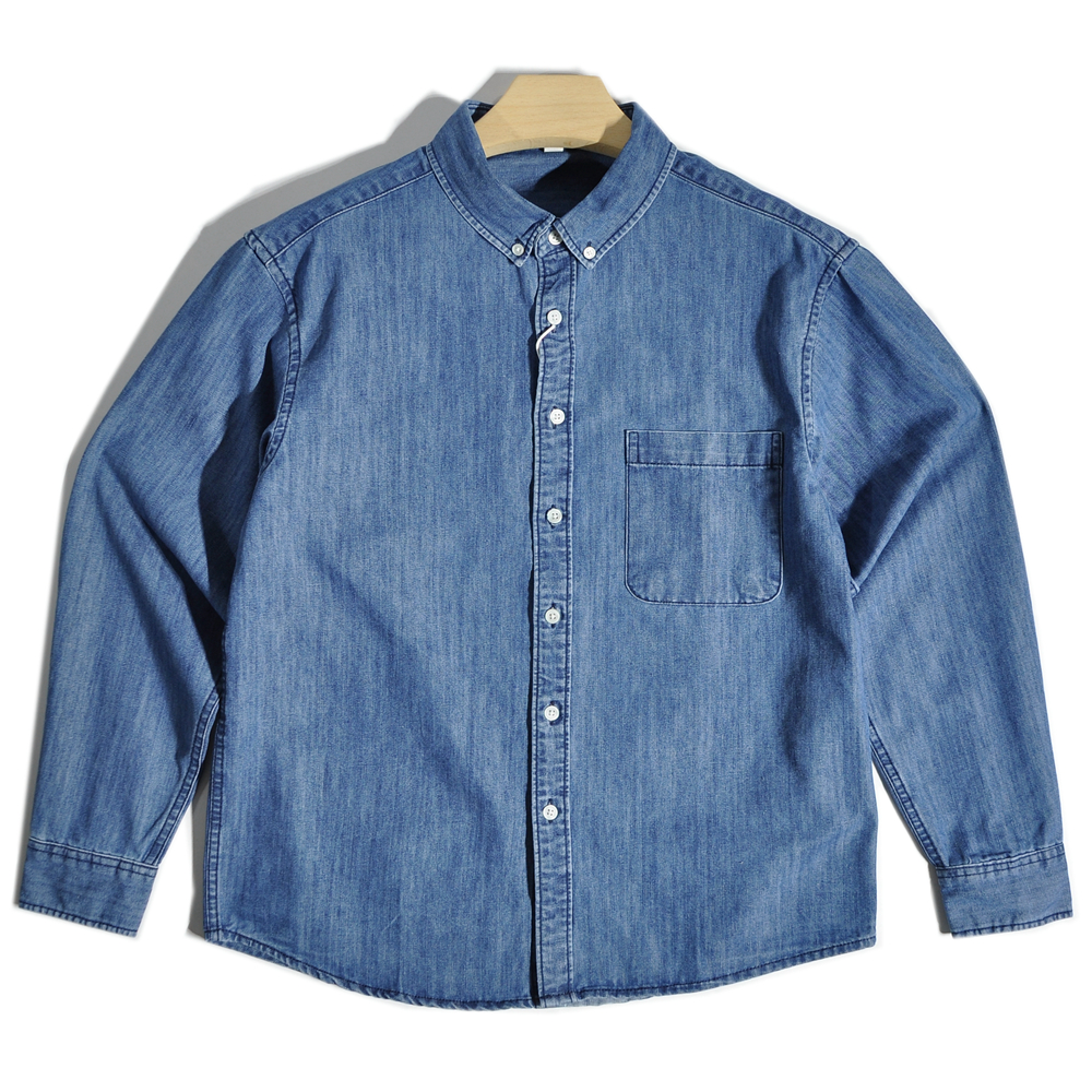 日系复古港风百搭水洗牛仔衬衫