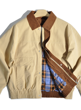 美式复古美拉德阿美咔叽巴恩风哈灵顿宽松廓形夹克底特律工装外套