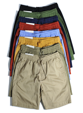 日系复古舒适百搭纯棉短裤宽松直筒美式休闲运动健身居家五分裤男