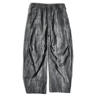 宽松直筒廓形休闲裤 裤 废土风做旧扎染立体阔腿工装 痞帅松弛感美式