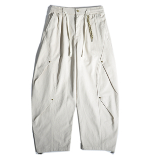 美式咔叽复古美拉德廓形弯刀工装裤CityBoy宽松直筒阔腿束脚裤男