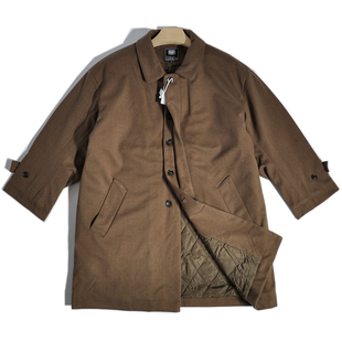 日系复古英伦港风宽松中长款 秋冬呢子风衣外套棉服男 毛呢大衣美式