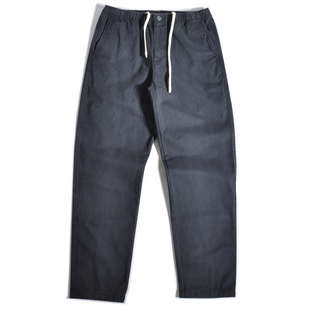 美式 小脚裤 复古纯棉小直筒Chino休闲裤 工装 男 松紧腰抽绳修身 经典