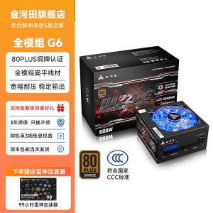 金河田G6全模组电源600W铜牌静音ATX电脑主机台式机电源峰值700W