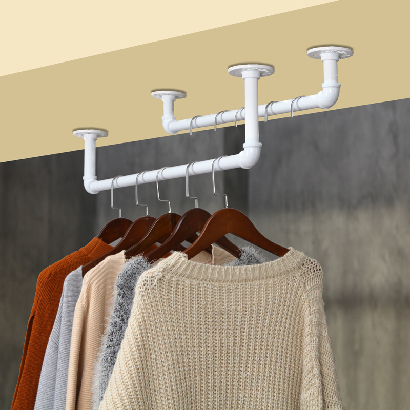 固定式晾衣杆阳台顶装室内晒衣杆