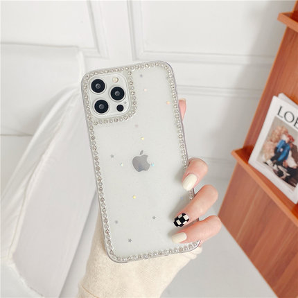 奢华水钻边框适用iPhone16 15 14 13 12pro手机壳苹果11 xs软壳 7 8plus