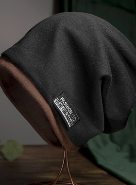 帽子男士秋冬薄款堆堆帽男款2024新款大码头巾帽包头帽冷帽男围脖