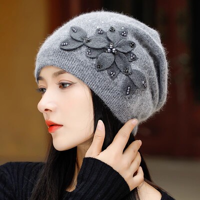 帽子女款秋冬毛线帽保暖女士堆堆帽包头帽针织头巾套头帽中0906r