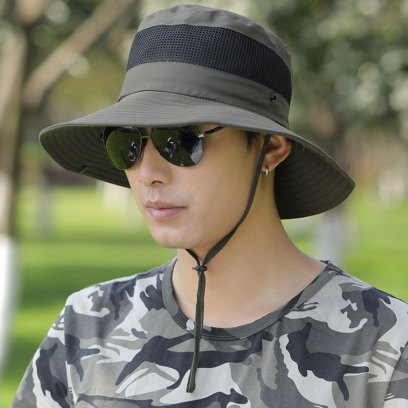 遮阳帽男夏天防晒帽子男士夏季凉帽薄款太阳帽渔夫帽大沿草帽户外