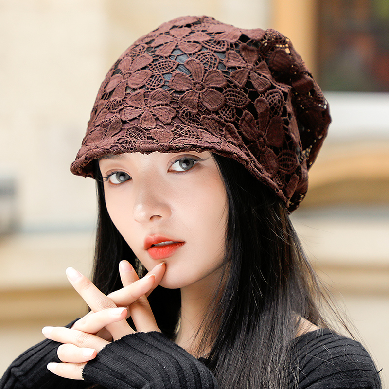 秋冬季帽子女包头帽头巾女士鸭舌短檐薄款镂空时尚遮白发月1128n