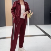 长裤 秋季 拉链开衫 长袖 运动服两件套宽松显瘦 休闲百搭加肥加大码