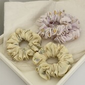 韩系高级感褶皱碎花小肠发圈甜美气质丸子头发绳百搭头绳网红头花