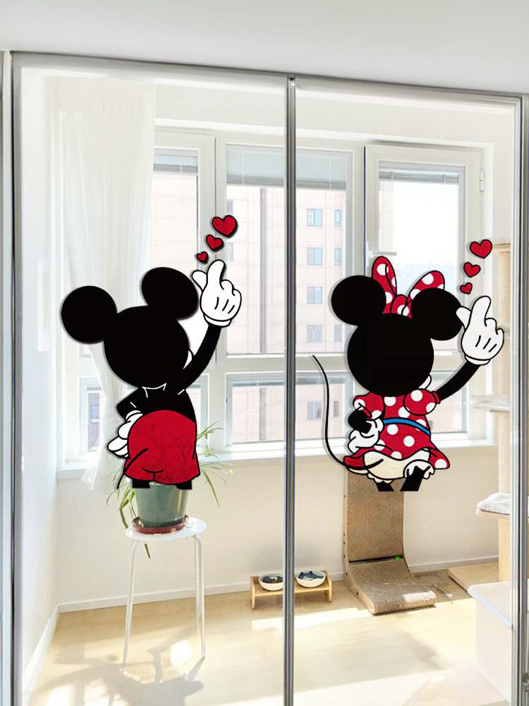 米奇米妮厨房推拉门玻璃贴纸