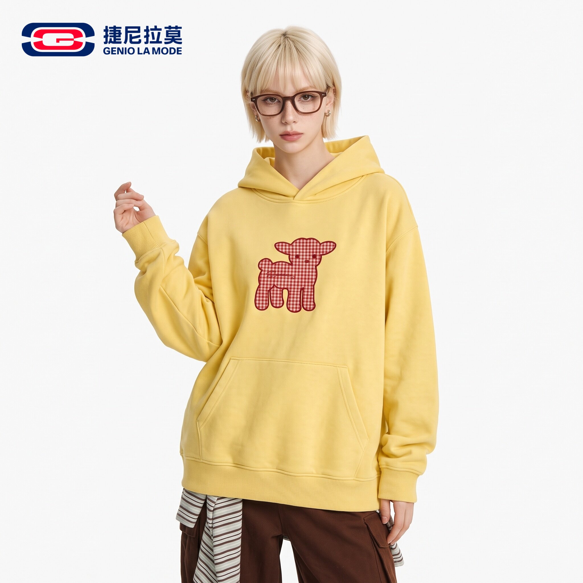 捷尼拉莫美式嘻哈风小羊连帽卫衣