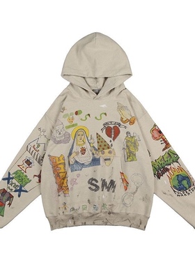 佰保郎ReadyMade Saint Michael男女同款辛普森手绘涂鸦卫衣宽松