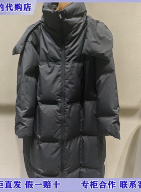 LESS国内专柜代购2025冬白鹅绒休闲连帽长款羽绒服2PAC17760-4995
