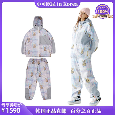 BSRABBIT滑雪服紫格子兔子甩帽