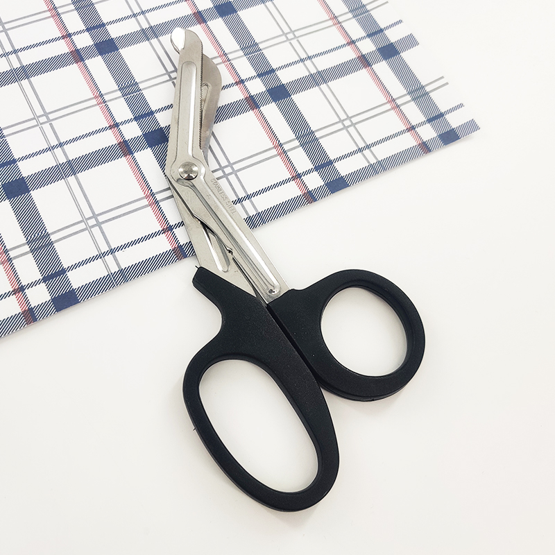 生存者肌内效贴剪刀出口级塑柄不锈钢弯头带齿帆布纱布绷带剪19cm