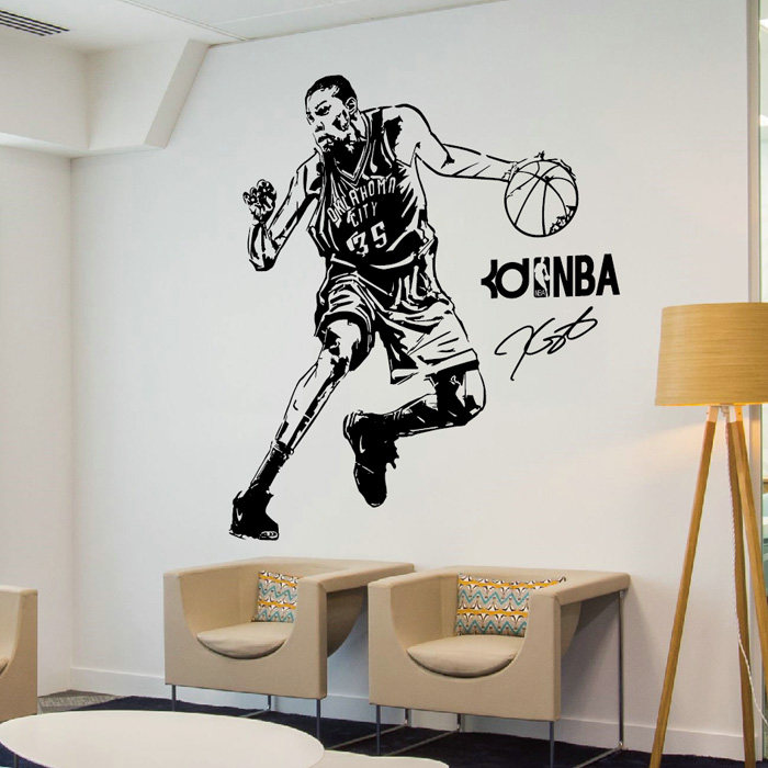 NBA篮球明星墙贴运动人物杜兰特贴饰画宿舍寝室学校励志自粘贴纸