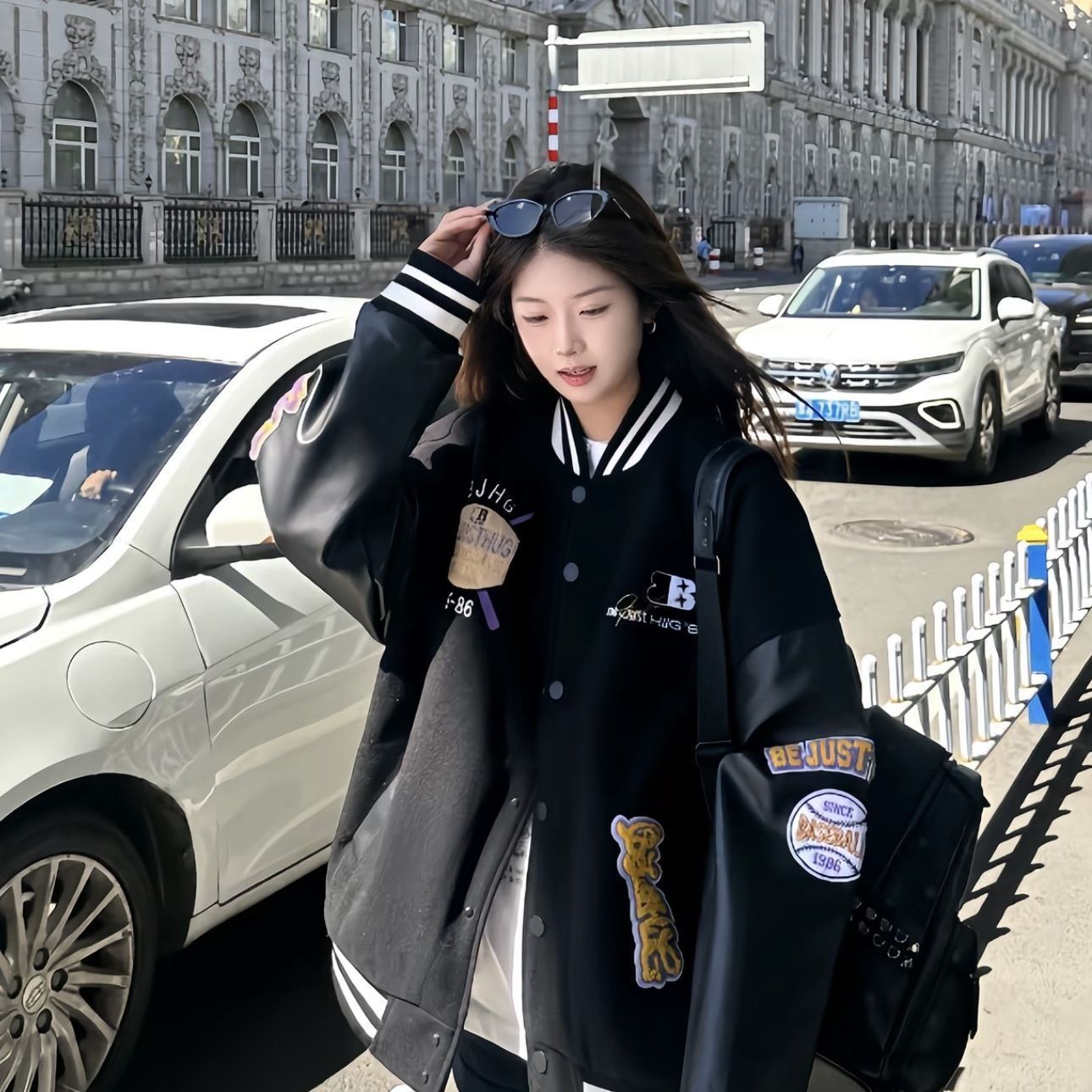 新款撞色休闲夹克外套女
