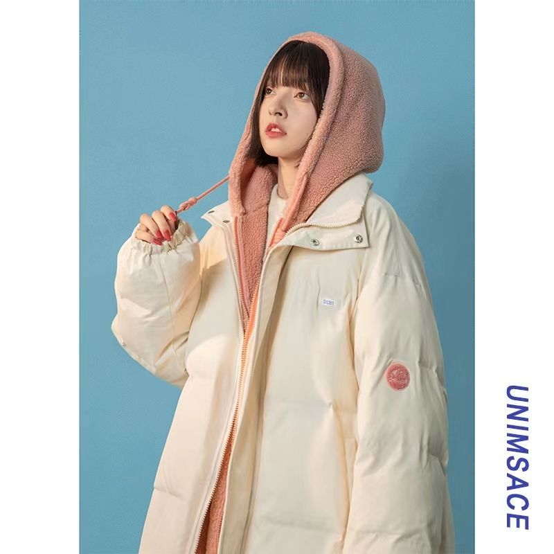 棉服拼接撞色加厚棉衣外套女