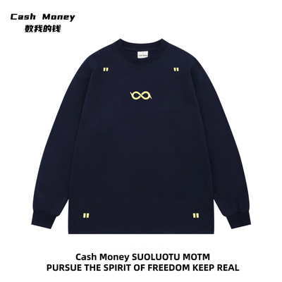 Cash Money数我的钱 潮牌字母印花秋季长袖T恤美式宽松简约打底衫