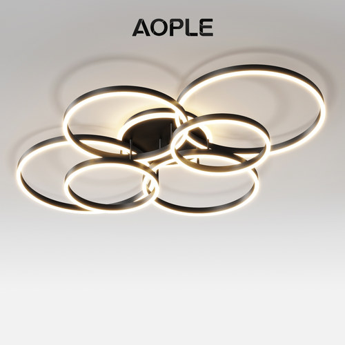 轻奢高级大厅主卧室圆环吸顶灯