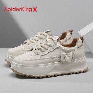 蜘蛛王运动休闲鞋女2025夏季新款女鞋厚底增高小白鞋时尚面包鞋女